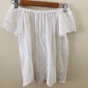 Off the shoulder white eyelet top